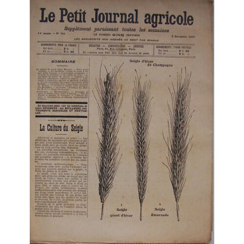 Le Petit Journal Agricole 727 La Culture Du Seigle. . .