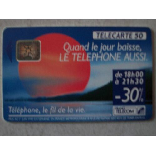 Télécarte 50 Unités France Telcom Quand Le Jour Baisse... 06/92