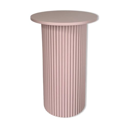 Table De Chevet Ronde Et Cannele En Vieux Rose Rose