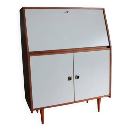 Secrtaire Teck Et Formica Blanc Blanc