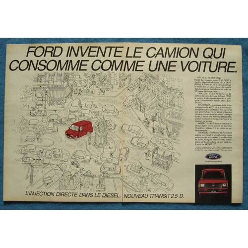 Publicité Papier - Véhicule Utilitaire Ford Transit De 1984