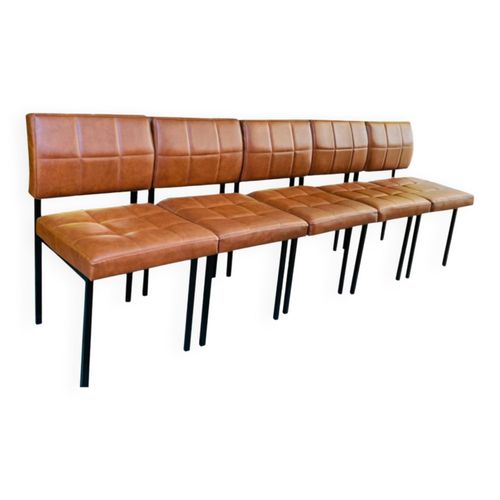 Suite De 5 Chauffeuses Ska Fauve 1950 Bois