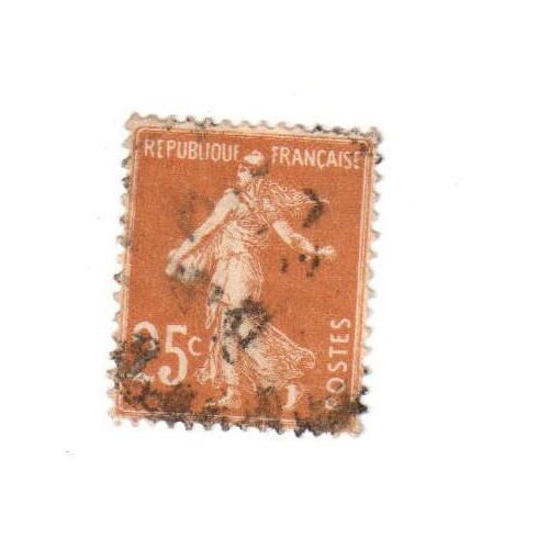 Timbre Français Oblitéré : La Semeuse (Orange, 25 C)