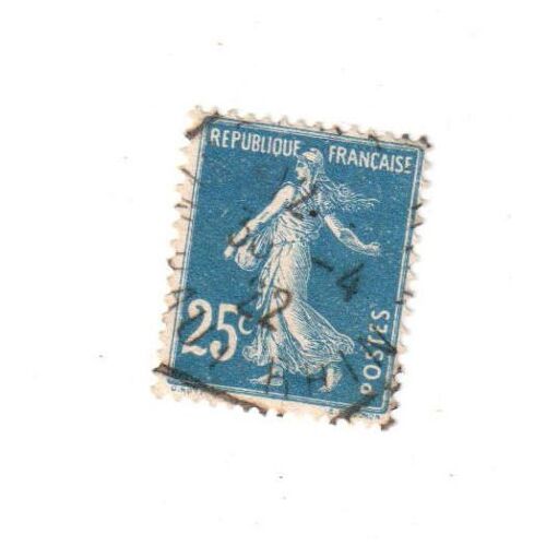 Timbre Français Oblitéré : La Semeuse (Bleu, 25 C)