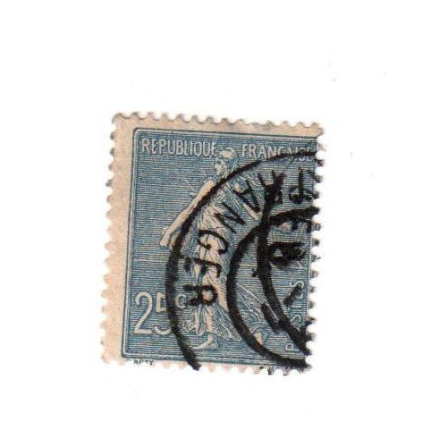 Timbre Français Oblitéré : La Semeuse Bleu, 25 C)