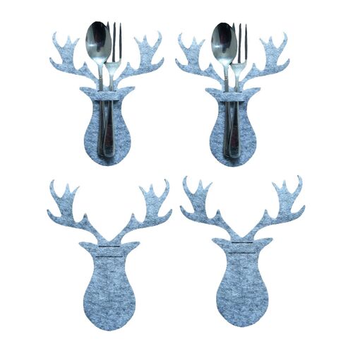 Sac à couverts de noël, sac de rangement de vaisselle, couteau fourchette sac de rangement étoiles de noël flocon de neige sac à fourchette, couverture de couverts décor de Table 4 pièces