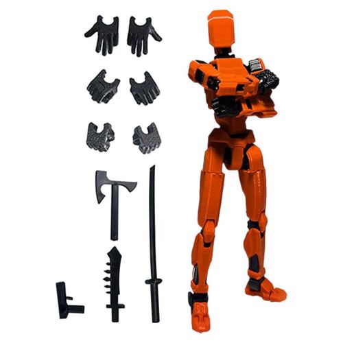Figurine D'action Robot, Imprimée En 3d Avec Articulation Complète Pour Une Animation Stop Motion Orange