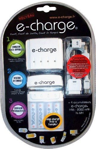 E-Charge - Kit Chargeur Nomade Multi-Appareil 3 En 1 - 4 Aa Nimh - 2000 Mah