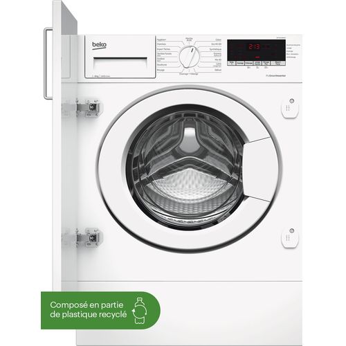 Machine à laver hublot Beko WITC8410B0W - intégré - 60x56x82 cm (lxpxh) - 55 litres - 8 kg - 1400 tours/min - blanc