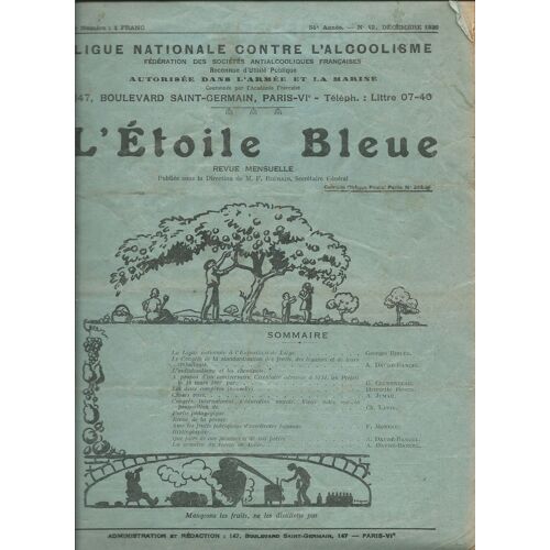 L' Étoile Bleue Ligue Nationale Contre L' Alcoolisme 12/1930 N° 12