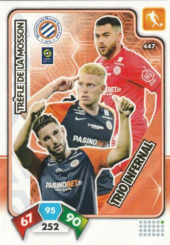 Carte Panini Foot - N° 447 - Adrenalyn Xl 2020 / 2021 - Trio Infernal - Montpellier - Trefle De La Mosson