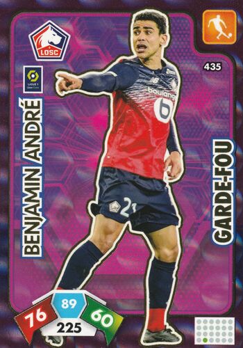 Carte Panini Foot - N° 435 - Adrenalyn Xl 2020 / 2021 - Benjamin Andre - Lille - Garde Fou