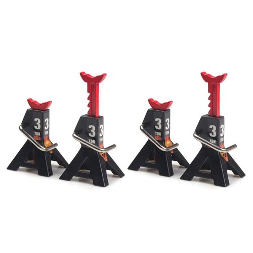 4 Pièces Métal 3 Tonnes Simulé Jack Hauteur Réglable Réparation Support Scène Outil De Levage Pour 1/10 Trx4 D90 Cc01 Rc Voiture D'escalade Noir(Modèle Jouet)