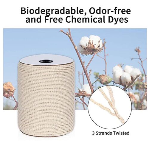 Corde En Coton 100% Macramé Blanc Riz, Fil De Coton Artisanal Pour Tenture Murale, Tricot Crochet Attrape-Rêves 3mm X 300m