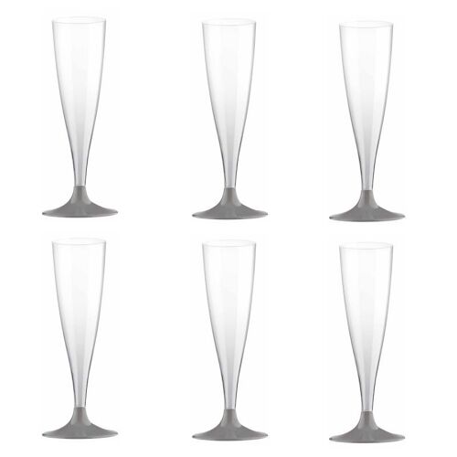 Lot De 6 Flûtes À Champagne Réutilisable "Plastique" 14cl Gris