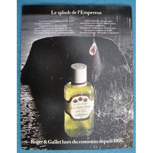 Publicité Papier - Eau De Cologne Jean Marie Farina De Roger & Gallet De 1979