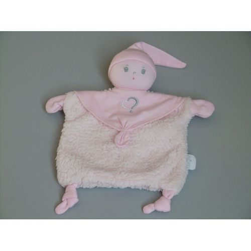 Doudou poupée lutin Corolle marionnette rose coeur argent bonnet
