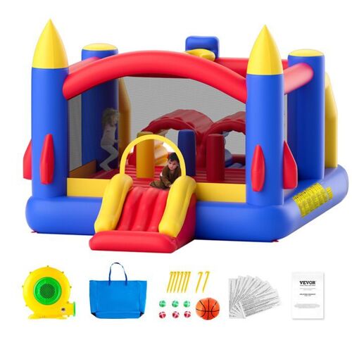 Château Gonflable-Vevor-408x240x245 Cm-Toboggan Et Sac De Rangement-Pour Enfants Âgés De 3 À 8 Ans