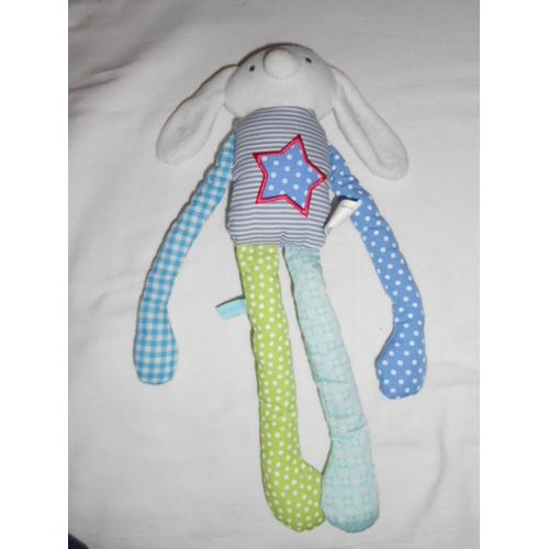 Doudou Lapin Chien Hema 32cm Sans Les Oreilles Blanc Etoile Rouge Bleu Pois Carreaux Vichy Bleu Rayure Pois Vert Mariniere