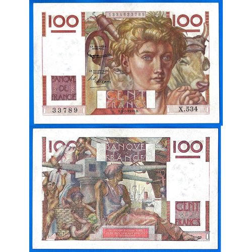 France 100 Francs 1953 Jeune Paysan Billet Frcs Frs Frc