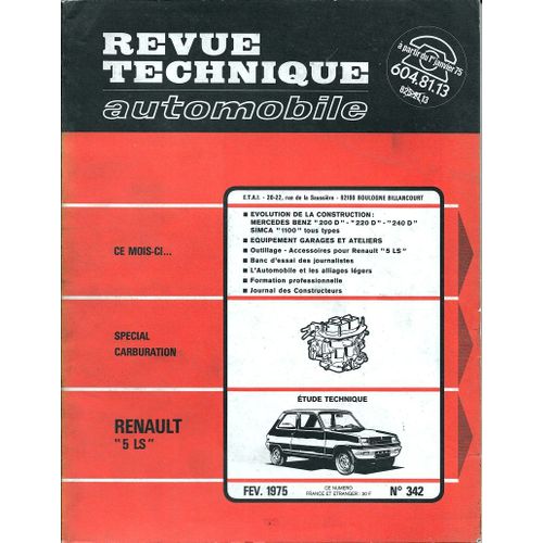 Revue Technique Automobile N° 342 : Renault 5 Ls