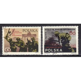 Pologne 1966/70 : 30è Anniversaire De La Brigade Joroslaw Dabrowski / 25è Anniversaire De La Libération : Porte De Brandebourg - Lot De 2 Timbres Oblitérés