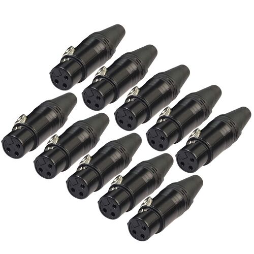 XLR 3 broches femelle DIY câble Audio connecteur de Microphone, boîtier en alliage de Zinc plaqué cuivre, fournitures de prise de soudure