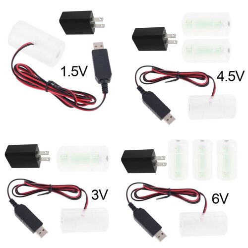 2022 nouveau 1.5V 3V 4.5V 6V LR20 D Cellule Éliminateur de Batterie avec Prise US USB Adaptateur secteur De Remplacement 1 à 4pcs 1.5V LR20 D Cellule