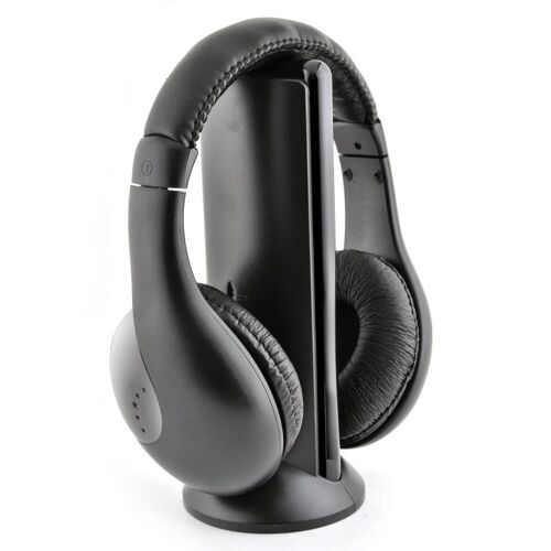 Casque d'écoute sans fil à radiofréquence, avec interface AUX de 3.5MM, surveillance du chat, 5-en-1, adapté AUX ordinateurs portables et PC