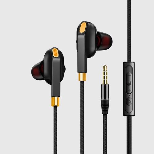 Écouteurs intra-auriculaires à Double bobine mobile Quad Core, réglage du caisson de basses, casque de jeu universel à commande filaire