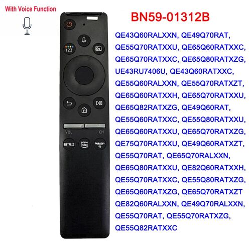 Nouveau Bluetooth Télécommande Vocale BN59-01312B pour Samsung Smart TV QLED UE43RU7406U QE43Q60RALXXN QE65Q70RATXXC QE49Q60RAT