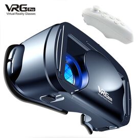 VRG Pro 3D VR Headset Wide-angle Smart Virtual Reality Glasses Helmet for IOS Android Smartphone Binoculars with Controllers