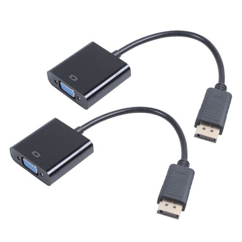 Câble adaptateur de convertisseur 1080P DP Displayport mâle vers VGA femelle, noir, 2 pièces