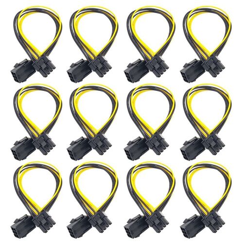 Câble d'alimentation PCIE 6 broches à 8 broches (6 + 2), 12 pièces, Extension de carte graphique 18awg, câble de séparation pour le minage de jetons