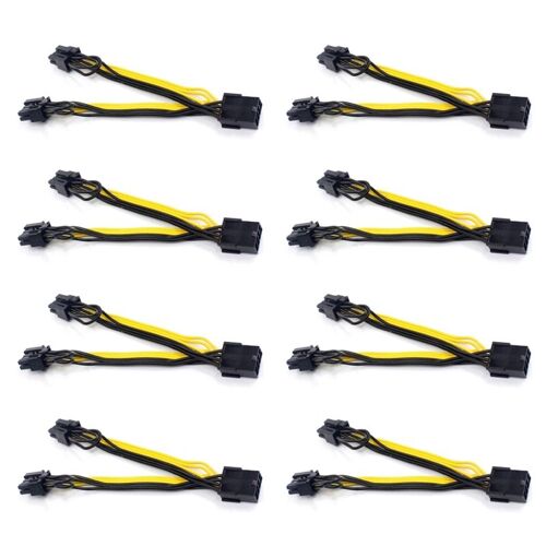 8x Eps Cpu 8pin À 2-Port Pcie 8pin Double Pci-E 6 + 2pin Y Splitter Miner Carte Graphique Gpu Câble D'alimentation 18awg 20cm