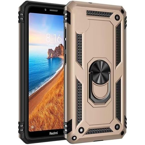 Compatible Avec Coque Huawei Honor 7a (With Hole) Avec Aimant Anneau Support, 360°Double Couche Renforcée Défense Bumper Antichoc Armure Housse Etui Avec Protection Écran-Or