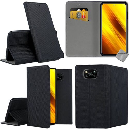 Housse etui coque pochette portefeuille pour Xiaomi Poco X3 Pro + verre trempe - NOIR MAGNET