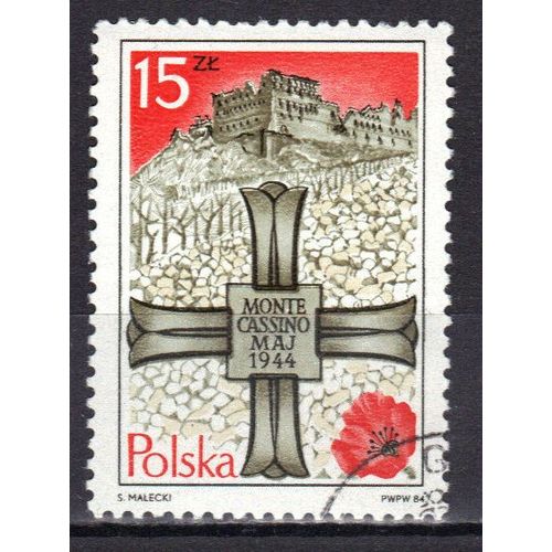 Pologne 1984 : 40è Anniversaire De La Bataille De Monte-Cassino - Timbre Oblitéré