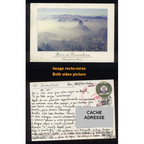 Timbre Oblitéré Used Stamp 100 Years Fifa Brasil 2004 R$ 1,80 Sur Carte Postale Baia De Guanabara Rio De Janeiro Bresil