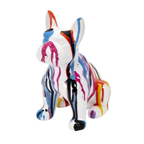 Statuette Déco "Bulldog Coulures" 20cm Multicolore