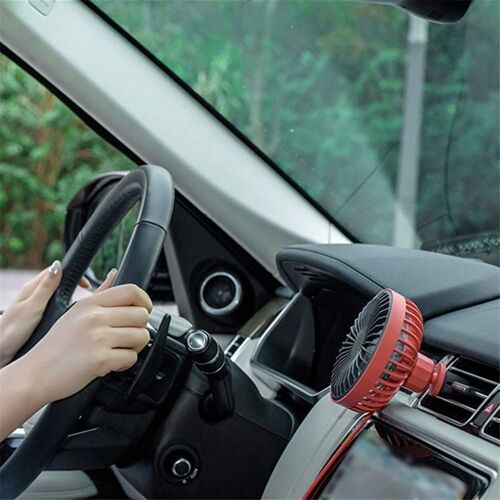 Ventilateur de Voiture avec Lumière 12 V-24 V USB 3 Vitesses Vent A/C à Clip Ventilation Portable Rotatif 360 Degrés Blanc