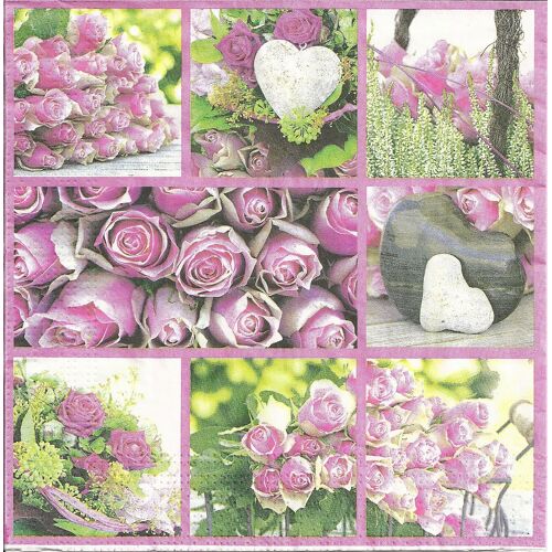 Lot De 2 Serviettes Déco Papier: Damier De Roses.