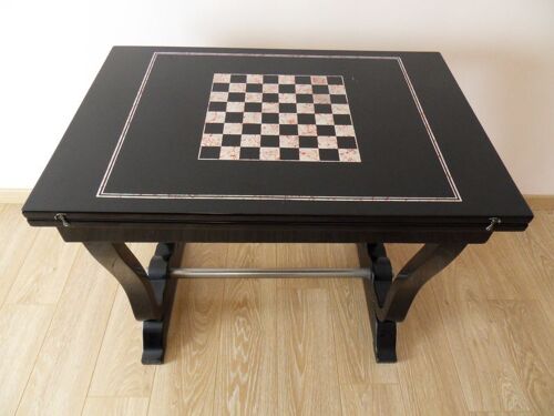 Table de jeu, laquée noir, plateau pliable