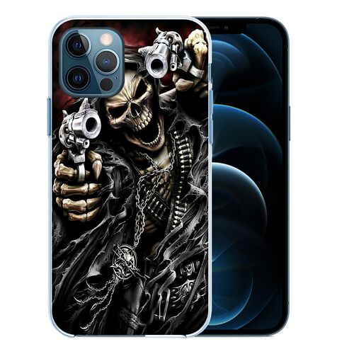 Coque Pour Iphone 12 Pro - Tete Mort Pistolet