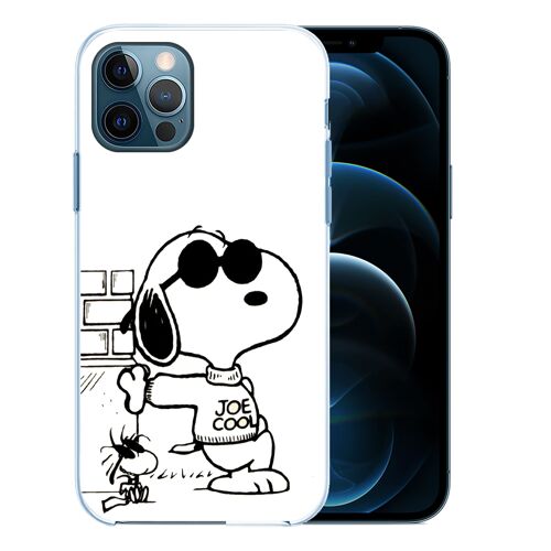 Coque pour iPhone 12 PRO - Snoopy Noir Blanc