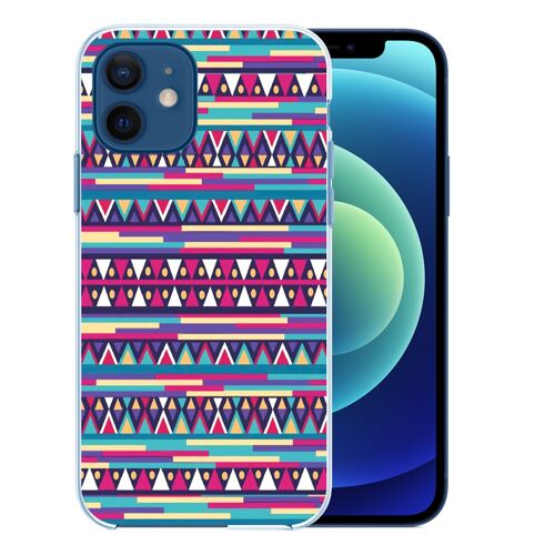 Coque pour iPhone 12 - Azteque Rose