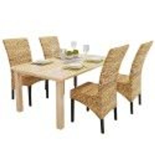 Chaises De Salle À Manger 4pcs Bois Solide De Manguier Et Abaca