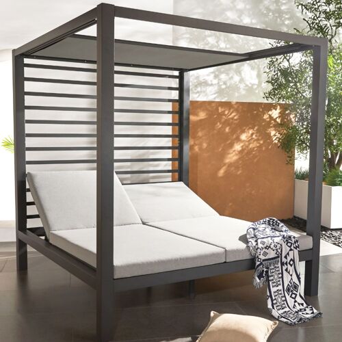 Matala - Lit De Jardin 2 Places Structure Aluminium Gris Foncé