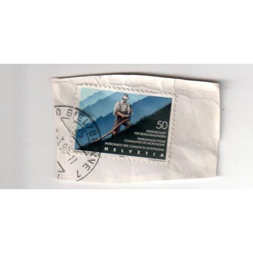 Timbre Oblitéré Suisse Sur Coin D'enveloppe, 1990