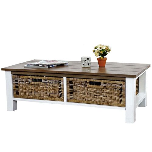Table Basse De Salon Tula / 38x112x52cm / 2 Paniers